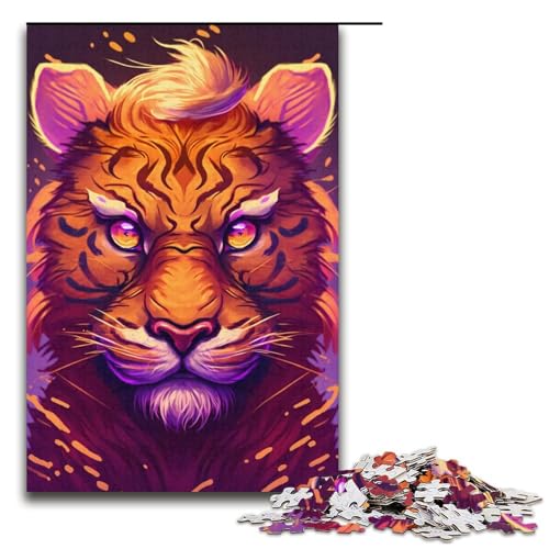 Puzzle für Erwachsene, 1000 Teile, Tiger-Lernpuzzle, tolles Geschenk für Spiele (Größe 38 x 26 cm) von LLONGKT