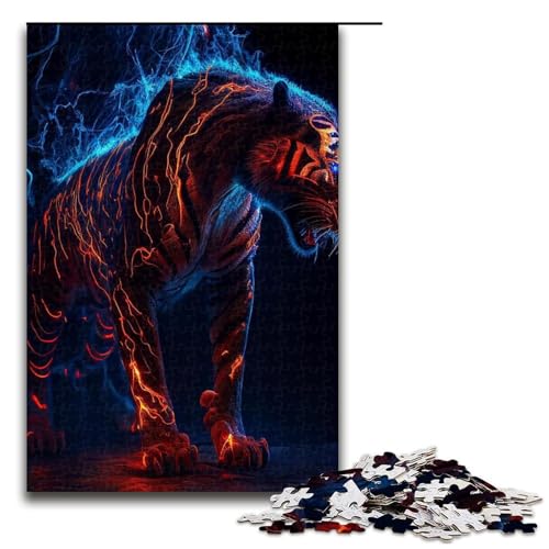 Puzzle für Erwachsene, 1000 Teile, Tiger-Puzzle, Lernpuzzle, Größe 50 x 75 cm von LLONGKT