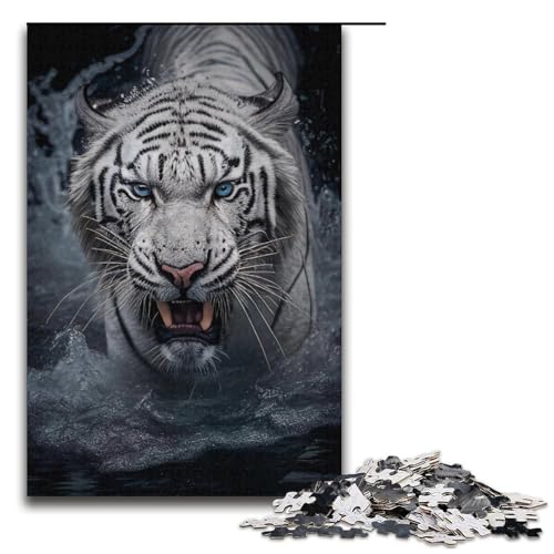 Puzzle für Erwachsene, 1000 Teile, Tiger-Puzzle, Spaß für die ganze Familie, geeignet als Schreibtischdekoration, Größe 38 x 26 cm von LLONGKT