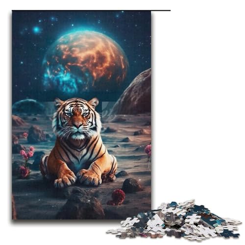 Puzzle für Erwachsene, 1000 Teile, Tiger auf dem Mars, anspruchsvolles Spiel, Größe 38 x 26 cm von LLONGKT