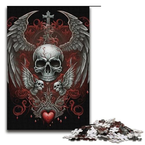 Puzzle für Erwachsene, 1000 Teile, Totenkopf-Spielzeug, Lernspiele, Stressabbau, Verbesserung des Gedächtnisses, Größe 38 x 26 cm von LLONGKT