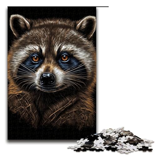 Puzzle für Erwachsene, 1000 Teile, Waschbär-Puzzle für Erwachsene, Holzpuzzle, tolles Geschenk, Größe 50 x 75 cm Puzzle für Erwachsene, 1000 Teile, Waschbär-Puzzle für Erwachsene, Holzpuzzle, tolles Geschenk, Größe 50 x 75 cm von LLONGKT