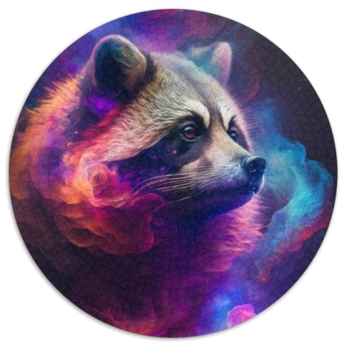 Puzzle für Erwachsene, 1000 Teile, Waschbärnebel, runde Papppuzzles, anspruchsvolles Denkspiel für Teenager, perfekt als Heimdekoration oder Geschenk (Größe 67,5 x 67,5 cm) von LLONGKT