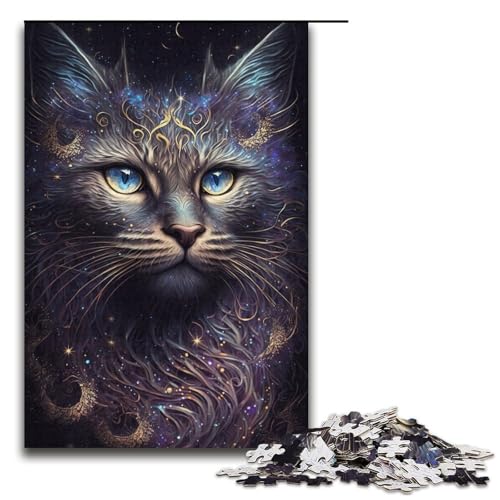 Puzzle für Erwachsene, 1000 Teile, Weltraumkatze, Puzzle-Spielzeug, Stressabbau, schwierige Herausforderung, Größe 38 x 26 cm von LLONGKT