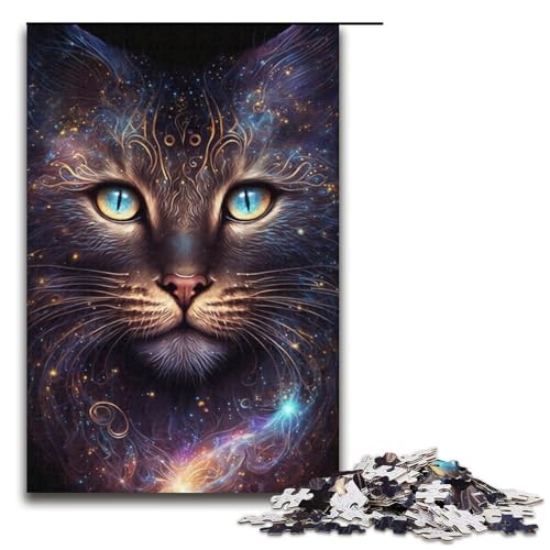 Puzzle für Erwachsene, 1000 Teile, Weltraumkatze, Puzzle für Erwachsene, Papppuzzle, anspruchsvolles Spiel, Größe 38 x 26 cm von LLONGKT