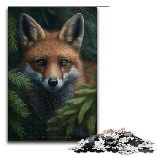 Puzzle für Erwachsene, 1000 Teile, Wild Fox, Puzzle, Spielzeug, Denkspiel, Geburtstagsgeschenk, Geschenke, Wandkunst (Größe 50 x 75 cm) von LLONGKT