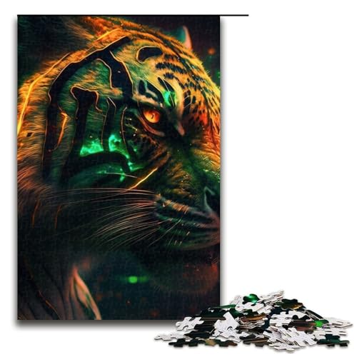 Puzzle für Erwachsene, 1000 Teile, Wilder Tiger, Puzzle für Erwachsene, Holzpuzzle, Lernspielzeug, Größe 50 x 75 cm von LLONGKT
