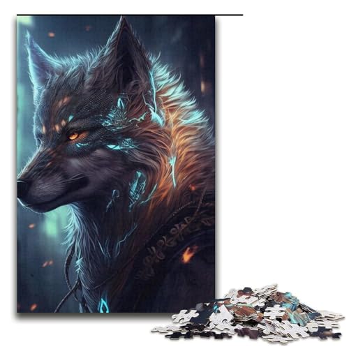 Puzzle für Erwachsene, 1000 Teile, Wolf-Anime-Tier-Puzzle – anspruchsvolles Spiel, tolles Geschenk für Spiele, geeignet für und Jugendliche ab 14 Jahren, Größe 38 x 26 cm von LLONGKT
