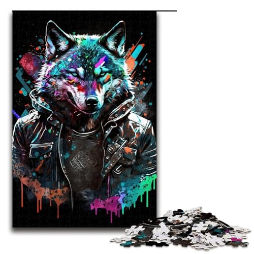 Puzzle für Erwachsene, 1000 Teile, Wolf-Farbpuzzle – anspruchsvolles Spiel, Größe 50 x 75 cm von LLONGKT