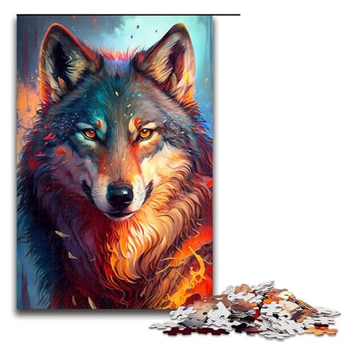 Puzzle für Erwachsene, 1000 Teile, Wolfsfeuer, DIY-Puzzlespielzeug, herausfordernd zu vervollständigen, Aber lustig und humorvoll, für Teenager ab 14 Jahren (Größe 50 x 75 cm) von LLONGKT