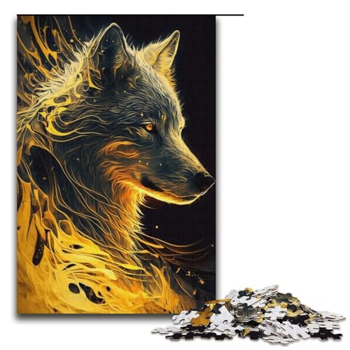 Puzzle für Erwachsene, 1000 Teile, Wolfsgemälde, anspruchsvolles Spiel, Größe 38 x 26 cm von LLONGKT