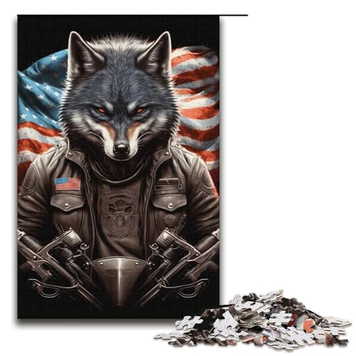 Puzzle für Erwachsene, 1000 Teile, Wolfsreiter-Puzzle, Papppuzzle, Familiendekoration, Größe 38 x 26 cm von LLONGKT
