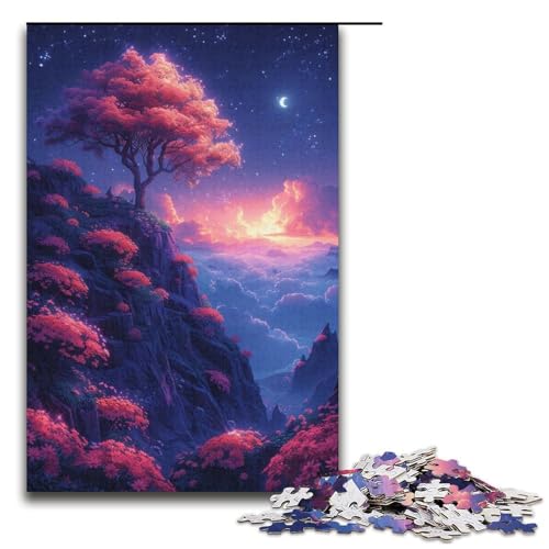 Puzzle für Erwachsene, 1000 Teile, Wolken und Blumen in den Bergen, Puzzle mit passendem Poster und Quizblatt, geeignet für Kinder und Jugendliche ab 14 Jahren (Größe 38 x 26 cm) von LLONGKT