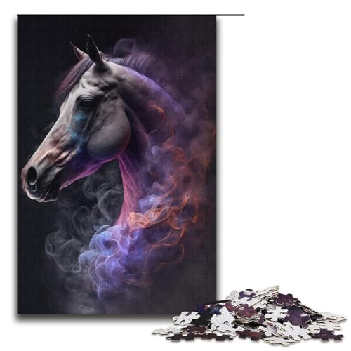 Puzzle für Erwachsene, 1000 Teile, Wolkenform, Pferdepuzzle für Erwachsene, Papppuzzle, Größe 38 x 26 cm von LLONGKT