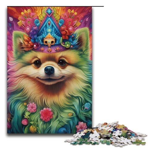 Puzzle für Erwachsene, 1000 Teile, Zwergspitz-Puzzle, Lernspiel, Herausforderung, Spielzeug, Geschenke für Freunde und Familie, Größe 38 x 26 cm von LLONGKT