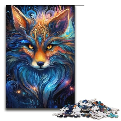 Puzzle für Erwachsene, 1000 Teile, bunter Fuchs, Kartonpuzzle, Familiendekoration, Größe 38 x 26 cm von LLONGKT