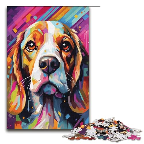 Puzzle für Erwachsene, 1000 Teile, buntes Beagle-Puzzle, Spielzeug, Denkspiel, Geburtstagsgeschenk, Geschenke, Wandkunst (Größe 38 x 26 cm) von LLONGKT