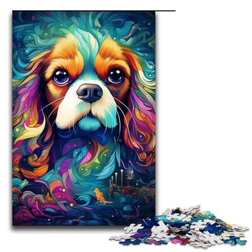 Puzzle für Erwachsene, 1000 Teile, buntes Cavalier King Charles Spaniel-Puzzle für Erwachsene, Holzpuzzle, anspruchsvolles Spiel, Größe 50 x 75 cm Puzzle für Erwachsene, 1000 Teile, buntes Cavalier King Charles Spaniel-Puzzle für Erwachsene, Holzpuzzle, anspruchsvolles Spiel, Größe 50 x 75 cm von LLONGKT