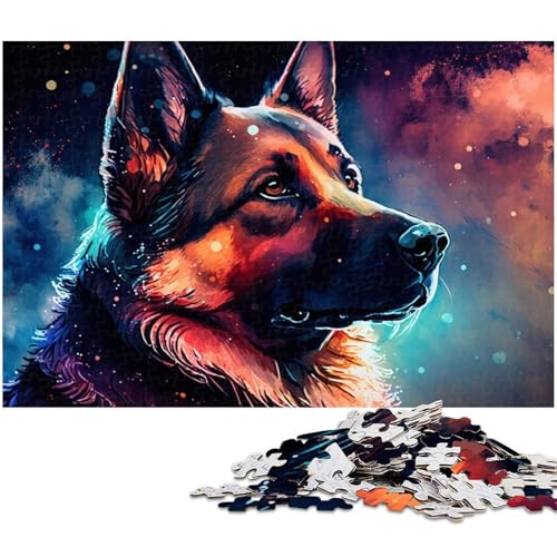 Puzzle für Erwachsene, 1000 Teile, buntes Deutscher Schäferhund-Puzzle-Quizspiel, ganze Familie, Größe 38 x 26 cm von LLONGKT