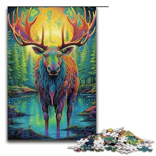 Puzzle für Erwachsene, 1000 Teile, buntes Elch-Puzzle – anspruchsvolles Spiel, Größe 38 x 26 cm von LLONGKT