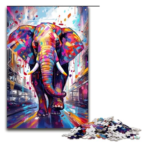 Puzzle für Erwachsene, 1000 Teile, buntes Elefanten-Puzzle, Weihnachts- und Geburtstagsgeschenk, geeignet für Kinder und Jugendliche ab 14 Jahren (Größe 50 x 75 cm) von LLONGKT