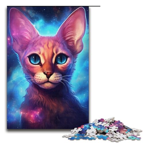 Puzzle für Erwachsene, 1000 Teile, buntes Katzen-Puzzle, Spielzeug, Denkspiel, Geburtstagsgeschenk, Geschenke, Wandkunst (Größe 38 x 26 cm) von LLONGKT