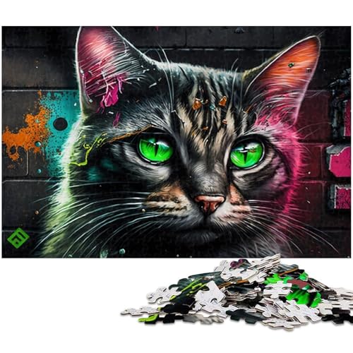 Puzzle für Erwachsene, 1000 Teile, buntes Katzen-Puzzle-Quizspiel, ganze Familie, Größe 38 x 26 cm von LLONGKT