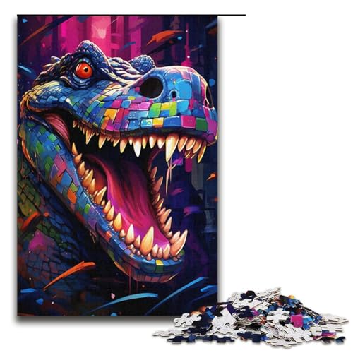 Puzzle für Erwachsene, 1000 Teile, buntes Krokodil-Puzzle, Spielzeug, Denkspiel, Geburtstagsgeschenk, Geschenke, Wandkunst (Größe 38 x 26 cm) von LLONGKT