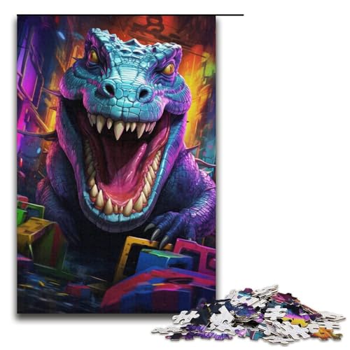 Puzzle für Erwachsene, 1000 Teile, buntes Krokodil-Puzzle für Erwachsene, Papppuzzle, tolles Geschenk für Teenager (Größe 38 x 26 cm) von LLONGKT