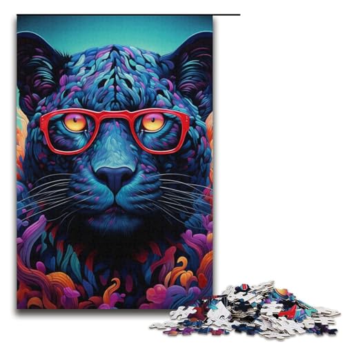 Puzzle für Erwachsene, 1000 Teile, buntes Leoparden-Puzzle – anspruchsvolles Spiel, tolles Geschenk für Spiele, geeignet für und Jugendliche ab 14 Jahren, Größe 38 x 26 cm von LLONGKT