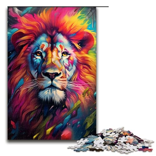 Puzzle für Erwachsene, 1000 Teile, buntes Löwen-Puzzle, Lernspiel, Herausforderung, Spielzeug, Geschenk für die ganze Familie (Größe 50 x 75 cm) von LLONGKT