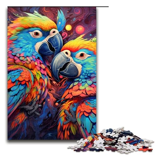 Puzzle für Erwachsene, 1000 Teile, buntes Papageien-Aktivitätspuzzle für die Familie, mit passendem Poster und Quizblatt, Größe 50 x 75 cm von LLONGKT