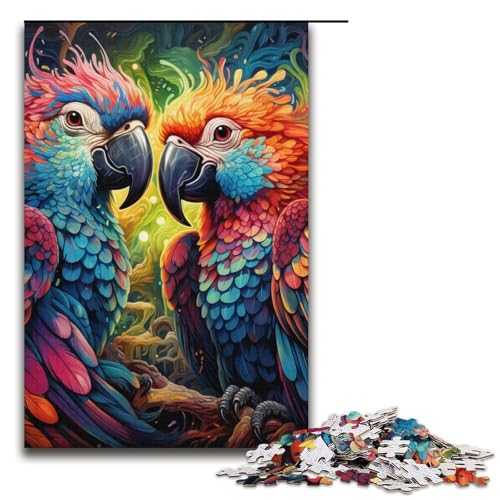 Puzzle für Erwachsene, 1000 Teile, buntes Papageien-Puzzle für Karton, Heimdekoration, Größe 38 x 26 cm von LLONGKT