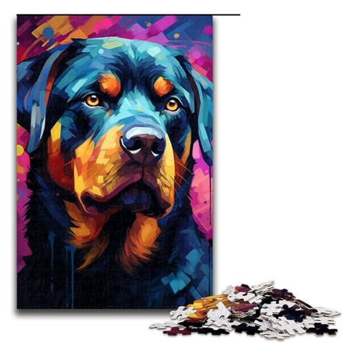 Puzzle für Erwachsene, 1000 Teile, buntes Rottweiler-Puzzle, Spielzeug, Denkspiel, Geburtstagsgeschenk, Geschenke, Wandkunst (Größe 50 x 75 cm) von LLONGKT