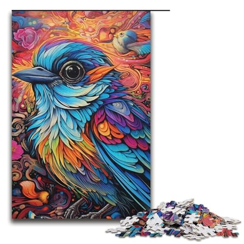 Puzzle für Erwachsene, 1000 Teile, buntes Spatzen-Puzzle – anspruchsvolles Spiel, einzigartiges Herausforderungsspiel, Größe 38 x 26 cm von LLONGKT