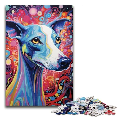 Puzzle für Erwachsene, 1000 Teile, buntes Whippet-Puzzle, Denksportaufgabe für Jugendliche ab 14 Jahren, geeignet als Schreibtischdekoration (Größe 50 x 75 cm) von LLONGKT