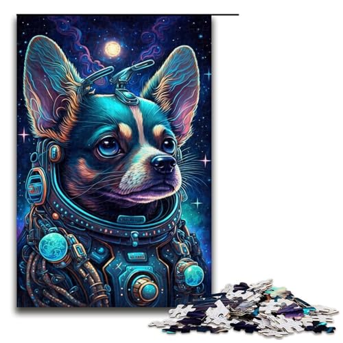 Puzzle für Erwachsene, 1000 Teile, dunkler Chihuahua, anspruchsvolles Spiel, Größe 50 x 75 cm von LLONGKT