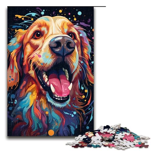Puzzle für Erwachsene, 1000 Teile, farbenfroh, psychedelisch, für Hunde, Puzzlespielzeug, Denkspiel, Geburtstagsgeschenk, Geschenke, Wandkunst (Größe 50 x 75 cm) von LLONGKT