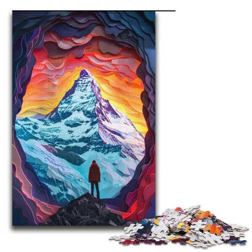 Puzzle für Erwachsene, 1000 Teile, farbenfrohe, wunderschöne Berge, Puzzle für Teenager, Papppuzzle, tolles Geschenk für Erwachsene (Größe 38 x 26 cm) von LLONGKT
