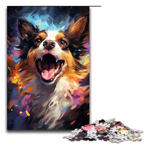 Puzzle für Erwachsene, 1000 Teile, farbenfrohe Kunst, Psychedelischer Hund, Lernpuzzle, tolles Geschenk für Spiele (Größe 50 x 75 cm) von LLONGKT