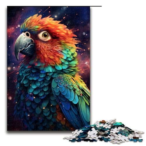 Puzzle für Erwachsene, 1000 Teile, farbenfrohe Papageien-Entspannungsspiele mit vollständig ineinandergreifenden, zufällig geformten Teilen (Größe 50 x 75 cm) von LLONGKT