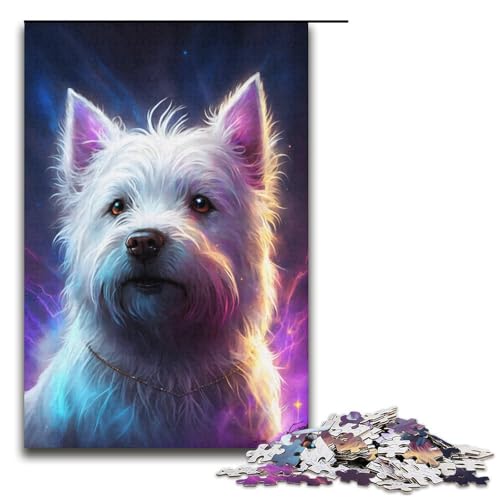 Puzzle für Erwachsene, 1000 Teile, farbenfrohe West Highland Terrier-Puzzles, Geschenke, einzigartige Geburtstagsgeschenke (Größe 38 x 26 cm) von LLONGKT
