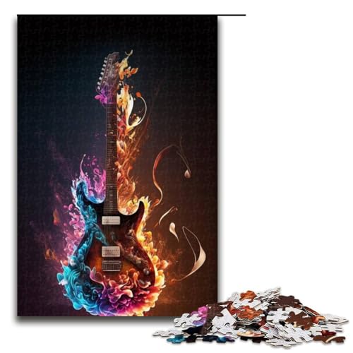 Puzzle für Erwachsene, 1000 Teile, farbenfrohes Kunst-Gitarren-Denkspiel für die Weihnachtswunschliste mit Weihnachtsmann, Größe 50 x 75 cm Puzzle für Erwachsene, 1000 Teile, farbenfrohes Kunst-Gitarren-Denkspiel für die Weihnachtswunschliste mit Weihnachtsmann, Größe 50 x 75 cm von LLONGKT