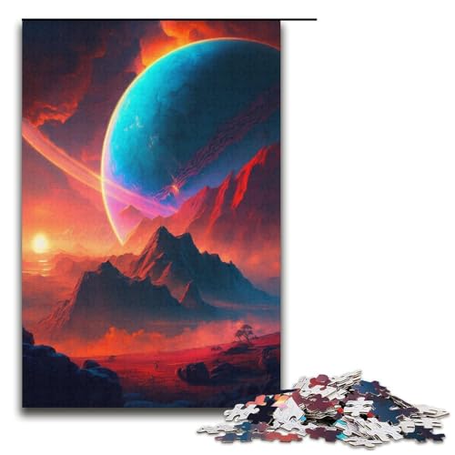 Puzzle für Erwachsene, 1000 Teile, farbenfrohes Planeten-Berge-Puzzlespiel, Spielzeug, stärkt die Liebe zwischen Paaren (Größe 38 x 26 cm) von LLONGKT