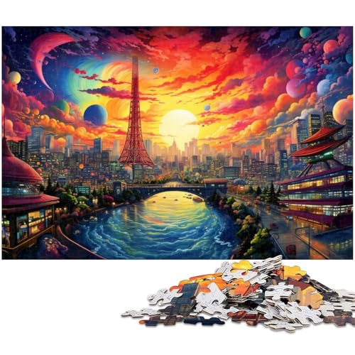 Puzzle für Erwachsene, 1000 Teile, farbenfrohes Tokio-Puzzle-Quizspiel, ganze Familie, Größe 50 x 75 cm von LLONGKT
