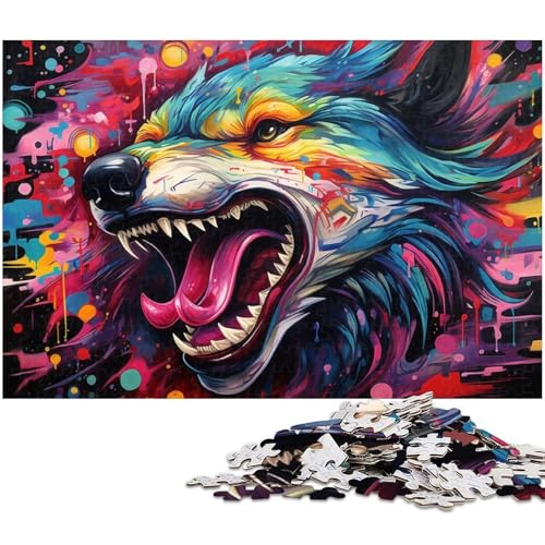 Puzzle für Erwachsene, 1000 Teile, farbenfrohes psychedelisches, bizarres Wolf-Puzzle-Quizspiel, ganze Familie, Größe 38 x 26 cm Puzzle für Erwachsene, 1000 Teile, farbenfrohes psychedelisches, bizarres Wolf-Puzzle-Quizspiel, ganze Familie, Größe 38 x 26 cm von LLONGKT