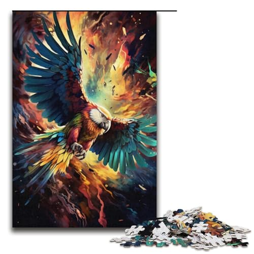Puzzle für Erwachsene, 1000 Teile, farbenfrohes psychedelisches Papageien-Puzzle, perfekte Dekoration für Teenager ab 14 Jahren (Größe 38 x 26 cm) von LLONGKT