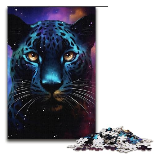 Puzzle für Erwachsene, 1000 Teile, farbenfrohes schwarzes Leoparden-Puzzle, Spielzeug, Denkspiel, Geburtstagsgeschenk, Geschenke, Wandkunst (Größe 38 x 26 cm) von LLONGKT