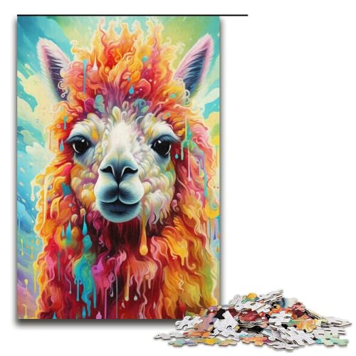 Puzzle für Erwachsene, 1000 Teile, farbiges Alpaka-Puzzle, Eltern-Kind-Interaktion, geeignet für Jugendliche ab 14 Jahren von LLONGKT
