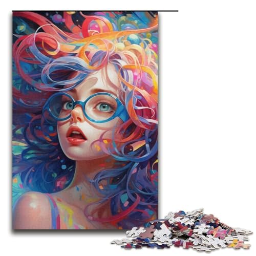 Puzzle für Erwachsene, 1000 Teile, farbiges Anime-Mädchen-Puzzle, Lernpuzzle für die Heimdekoration, Größe 38 x 26 cm von LLONGKT